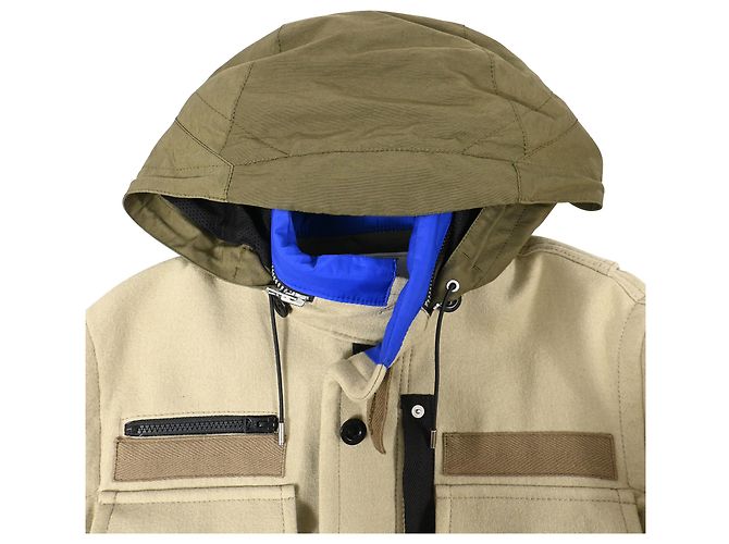 Sacai Melton Jacket in Beige Wool - view 5