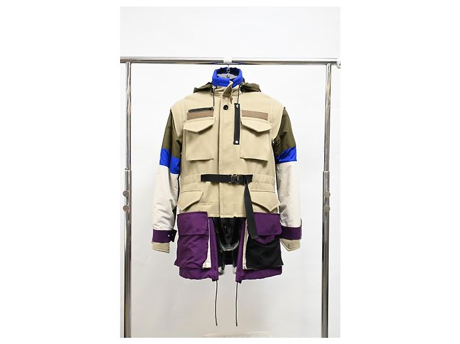 Sacai Melton Jacket in Beige Wool - view 6