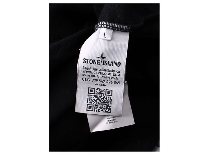 Pull en coton noir avec patch logo Stone Island - vue 10