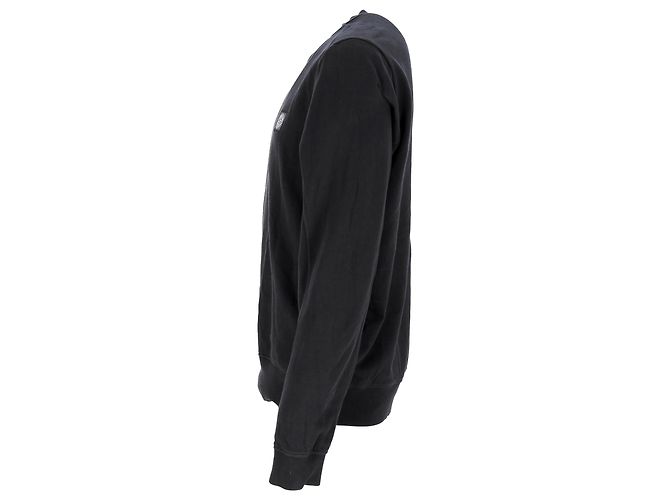 Pull en coton noir avec patch logo Stone Island - vue 2