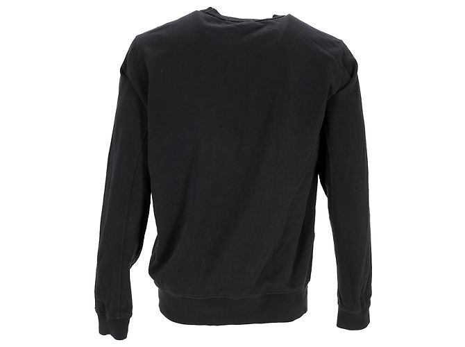 Pull en coton noir avec patch logo Stone Island - vue 3