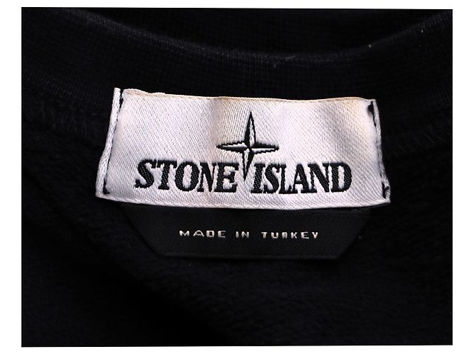 Pull en coton noir avec patch logo Stone Island - vue 4
