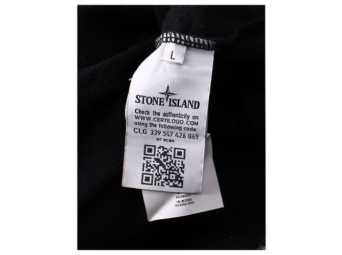 Pull en coton noir avec patch logo Stone Island - vue 5
