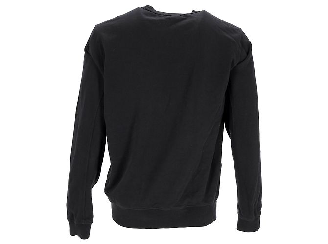 Pull en coton noir avec patch logo Stone Island - vue 8