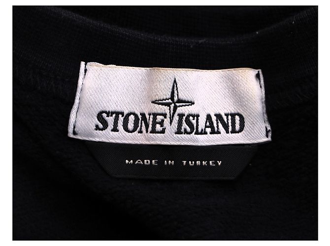 Pull en coton noir avec patch logo Stone Island - vue 9