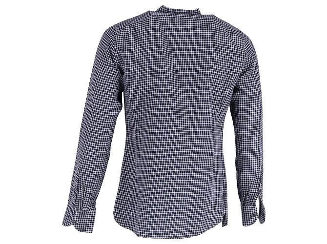 Camicia a quadri Tom Ford in cotone blu navy - vista 3