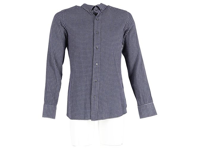 Camicia a quadri Tom Ford in cotone blu navy - vista 4