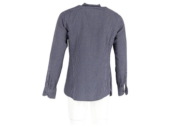 Camicia a quadri Tom Ford in cotone blu navy - vista 6