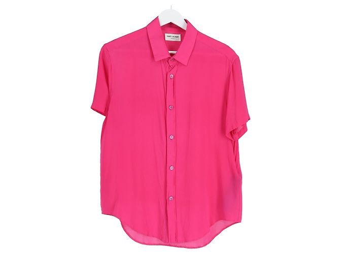 Camicia a maniche corte Saint Laurent 2022 in viscosa rosa - vista 4