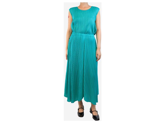 Pleats Please Falda plisada turquesa - talla UK 8 - vue 2
