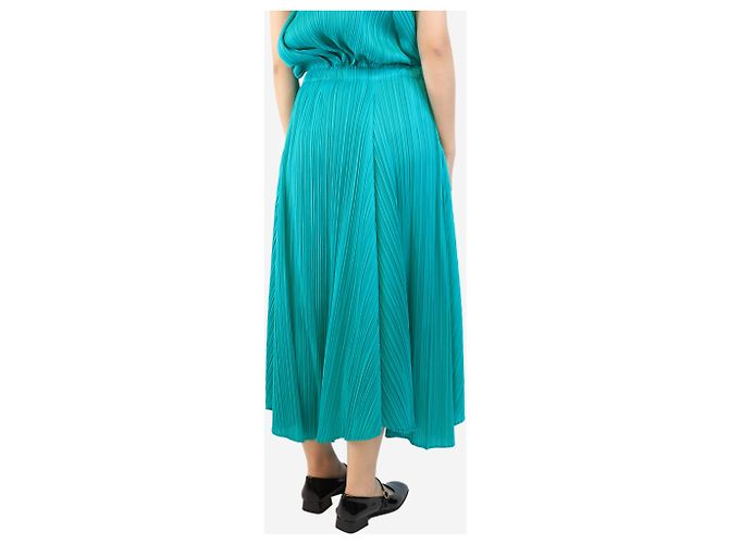 Pleats Please Falda plisada turquesa - talla UK 8 - vue 3