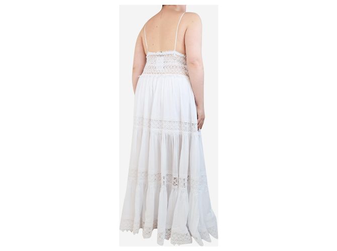 Autre Marque Weißes gesticktes, gestuftes Sommerkleid - Größe L - Ansicht 2