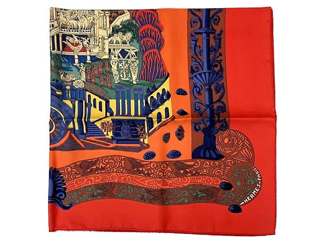 Sciarpa Hermès Carré 90 L’ATLANTIDE Arancione - vista 6