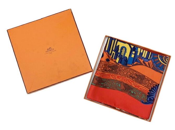 Sciarpa Hermès Carré 90 L’ATLANTIDE Arancione - vista 8