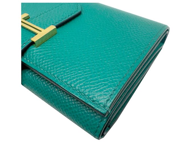 Hermès Hermes Bearn Tri-Fold Geldbörse aus grünem Epsom-Leder - Ansicht 4