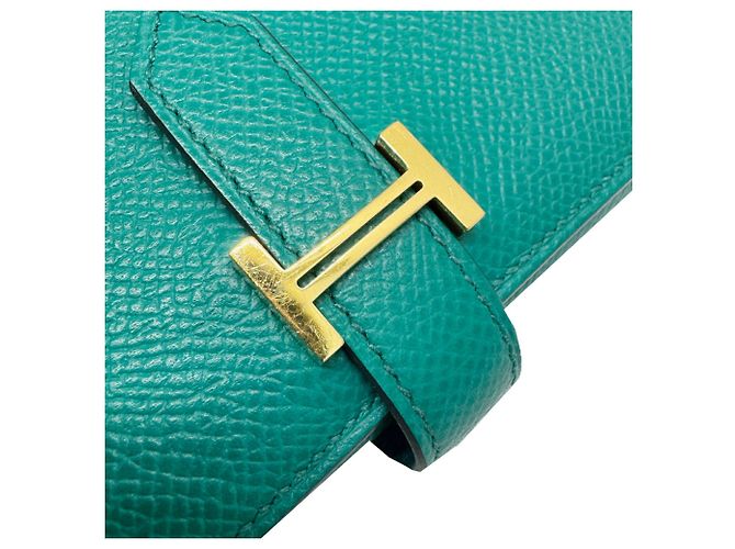 Hermès Hermes Bearn Tri-Fold Geldbörse aus grünem Epsom-Leder - Ansicht 7