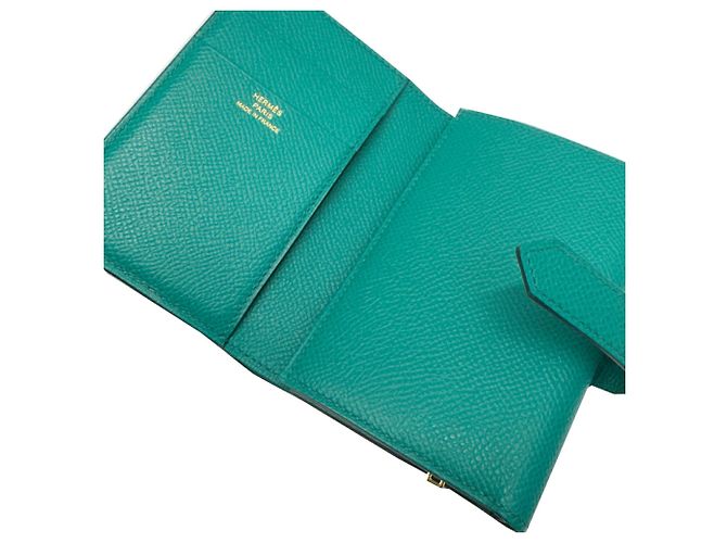 Hermès Hermes Bearn Tri-Fold Geldbörse aus grünem Epsom-Leder - Ansicht 8
