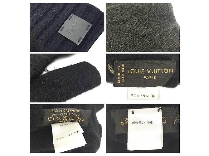 Guanti in cashmere Damier Louis Vuitton Nero - vista 3