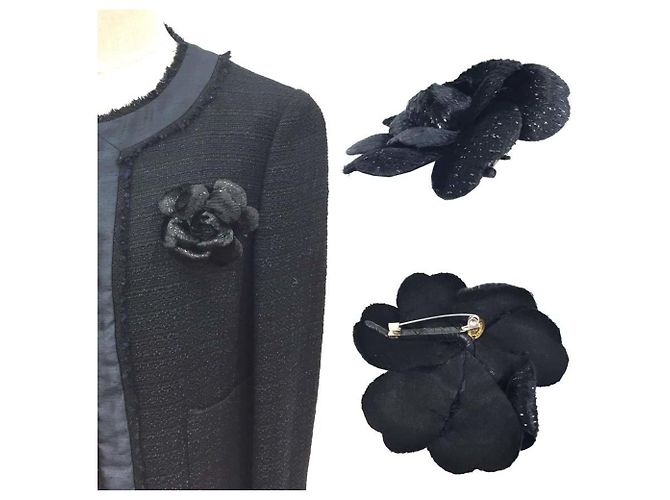 Spilla Corsage in Pelle Nera Chanel Nero - vista 2