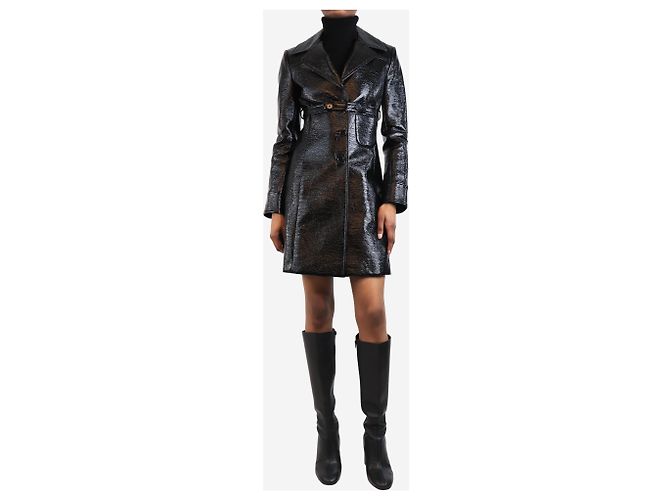 Courreges Schwarzer Vinylmantel - Größe UK 8 - Ansicht 3