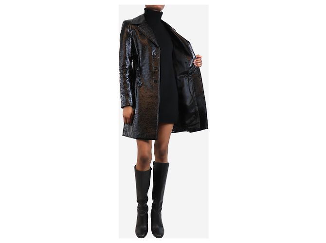 Courreges Schwarzer Vinylmantel - Größe UK 8 - Ansicht 4