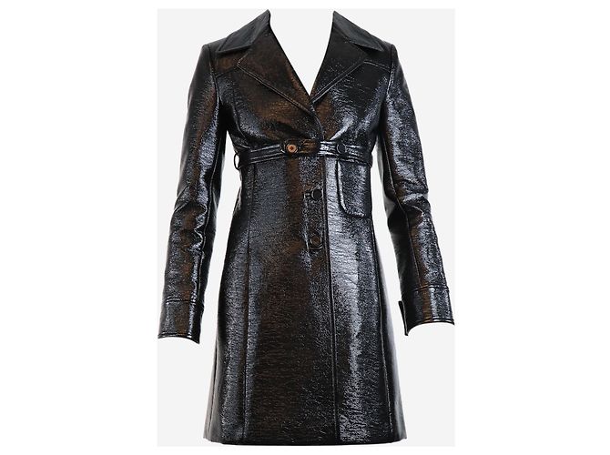 Courreges Schwarzer Vinylmantel - Größe UK 8 - Ansicht 5