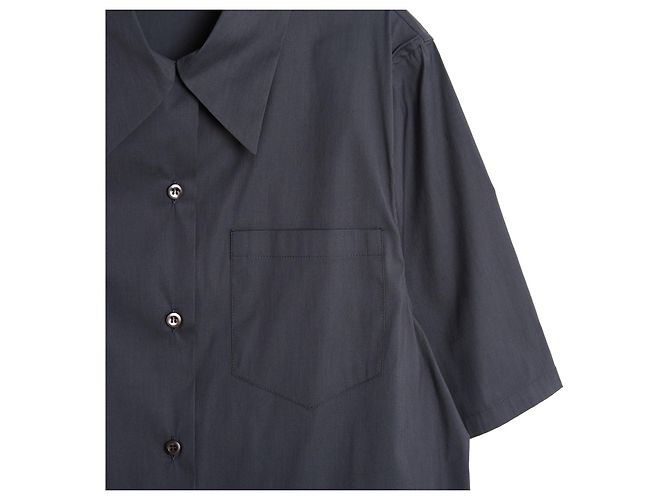 Prada 2020 Top Anthrazit Hemd FR40 Dunkelgrau Baumwolle Top UK12 US10 Anthrazitgrau - Ansicht 2