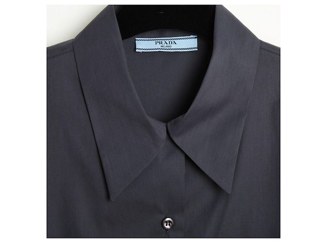 Prada 2020 Top Anthrazit Hemd FR40 Dunkelgrau Baumwolle Top UK12 US10 Anthrazitgrau - Ansicht 3