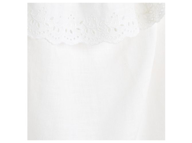 Celine 2020 Top FR40 White Linen ruffled blouse top UK12 US10 Céline Blanc - vue 3