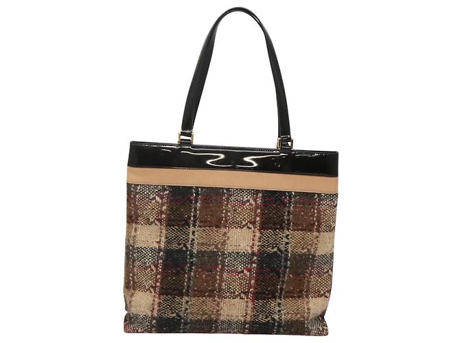 Borsa Tote Burberry Nova Check in lana beige nero oro Auth BD1763 D'oro - vista 2