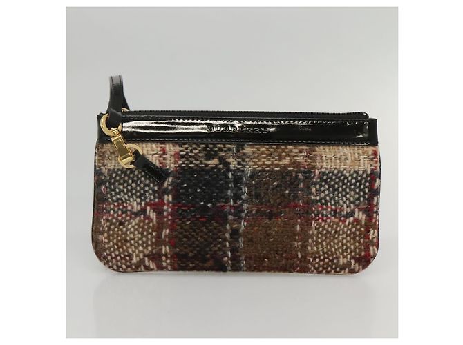 Borsa Tote Burberry Nova Check in lana beige nero oro Auth BD1763 D'oro - vista 20