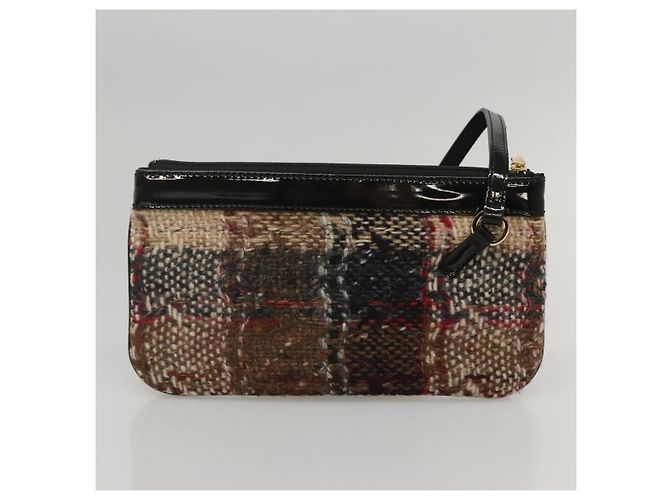 Borsa Tote Burberry Nova Check in lana beige nero oro Auth BD1763 D'oro - vista 21