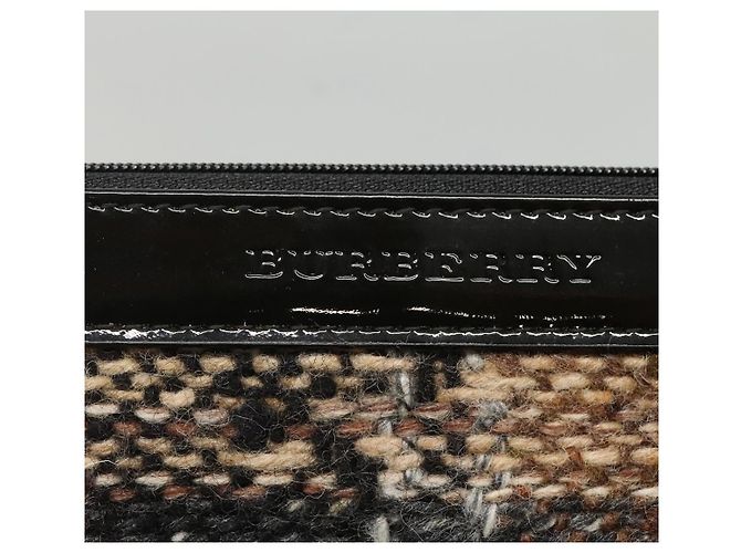 Borsa Tote Burberry Nova Check in lana beige nero oro Auth BD1763 D'oro - vista 28