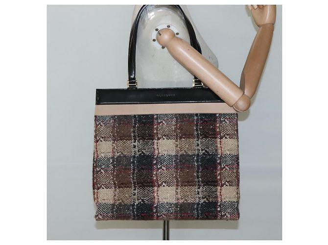Borsa Tote Burberry Nova Check in lana beige nero oro Auth BD1763 D'oro - vista 31