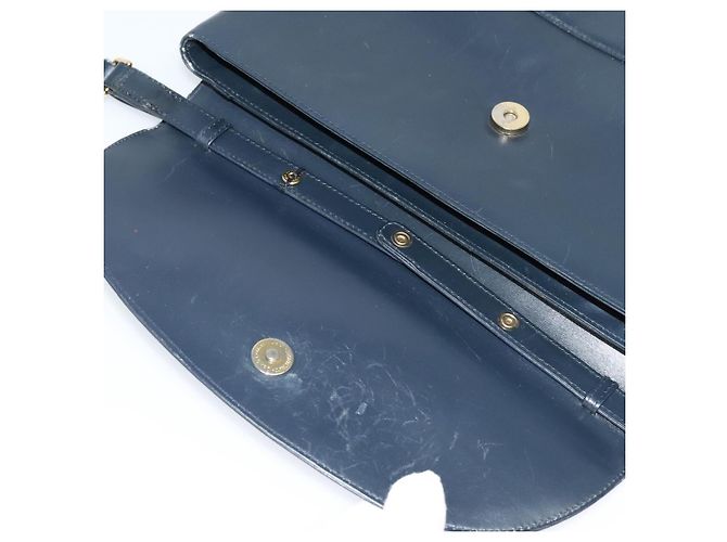 Sac à épaule GUCCI en cuir bleu marine doré Auth ep8557 - vue 10