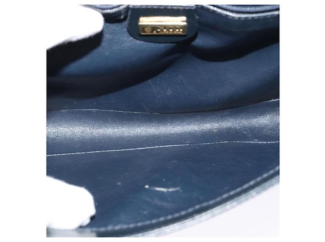 Sac à épaule GUCCI en cuir bleu marine doré Auth ep8557 - vue 11