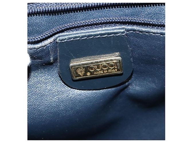 Sac à épaule GUCCI en cuir bleu marine doré Auth ep8557 - vue 18