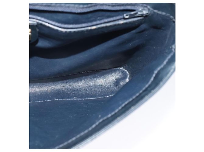 Sac à épaule GUCCI en cuir bleu marine doré Auth ep8557 - vue 19