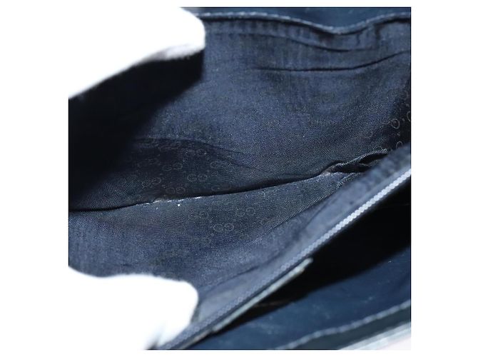 Sac à épaule GUCCI en cuir bleu marine doré Auth ep8557 - vue 21