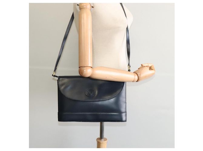 Sac à épaule GUCCI en cuir bleu marine doré Auth ep8557 - vue 22
