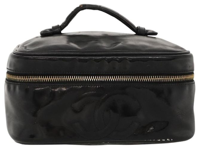 CHANEL Vanity Pouch Smalto Nero Oro CC Auth MX237 D'oro - vista 13