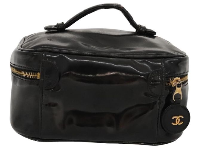 CHANEL Vanity Pouch Smalto Nero Oro CC Auth MX237 D'oro - vista 2
