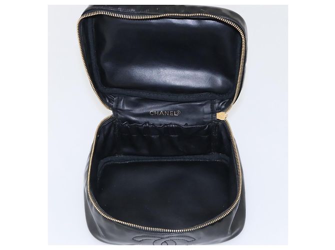 CHANEL Vanity Pouch Smalto Nero Oro CC Auth MX237 D'oro - vista 22