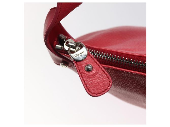 Bolso de Hombro Gancini de Cuero Rosa Plata Salvatore Ferragamo Auth MX210 - vista 10