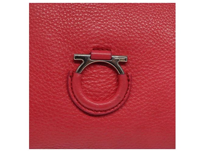 Bolso de Hombro Gancini de Cuero Rosa Plata Salvatore Ferragamo Auth MX210 - vista 17