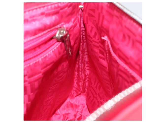 Bolso de Hombro Gancini de Cuero Rosa Plata Salvatore Ferragamo Auth MX210 - vista 19