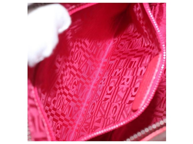 Bolso de Hombro Gancini de Cuero Rosa Plata Salvatore Ferragamo Auth MX210 - vista 21