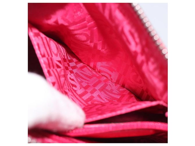 Bolso de Hombro Gancini de Cuero Rosa Plata Salvatore Ferragamo Auth MX210 - vista 22