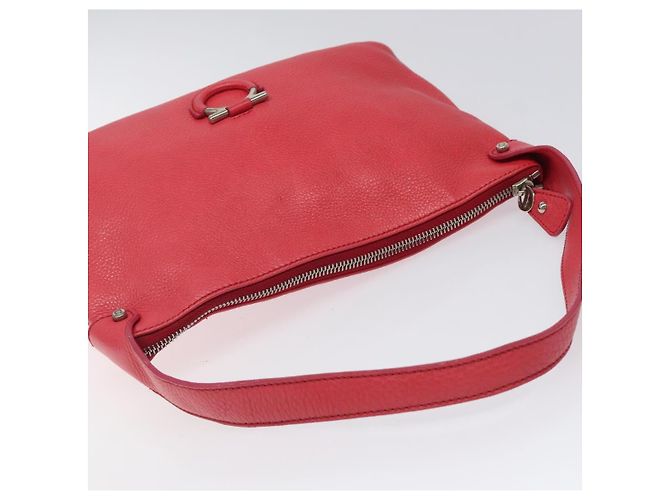 Bolso de Hombro Gancini de Cuero Rosa Plata Salvatore Ferragamo Auth MX210 - vista 6