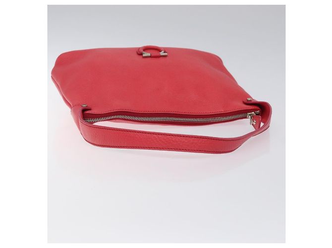 Bolso de Hombro Gancini de Cuero Rosa Plata Salvatore Ferragamo Auth MX210 - vista 7